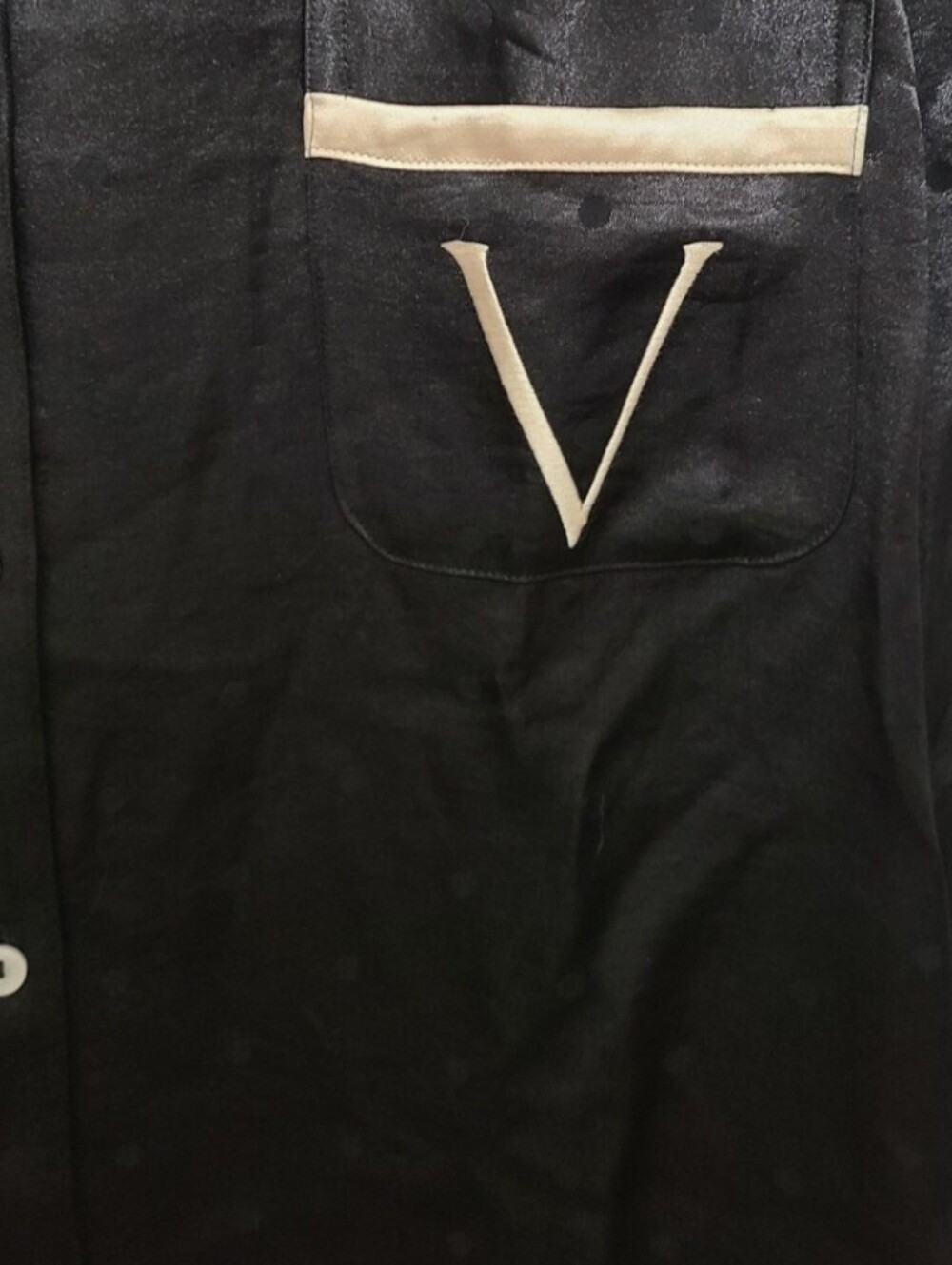Victoria's Secret Black Satin Pajama Top with Cream Piping - Picture 10 of 13